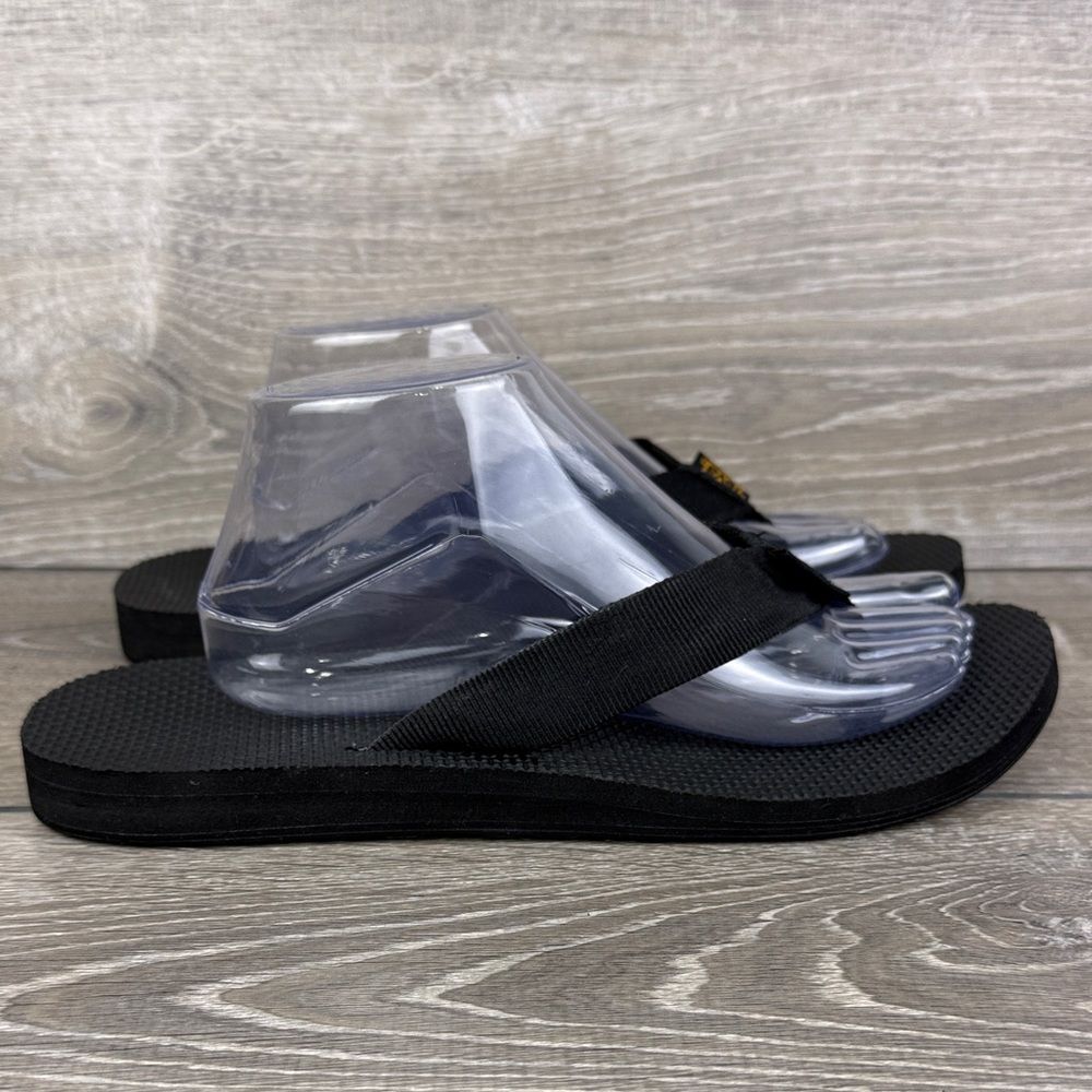 Teva Voya Men’s Sz 10 Black Textured Slip On Flip Flop Nylon Thong Sandals